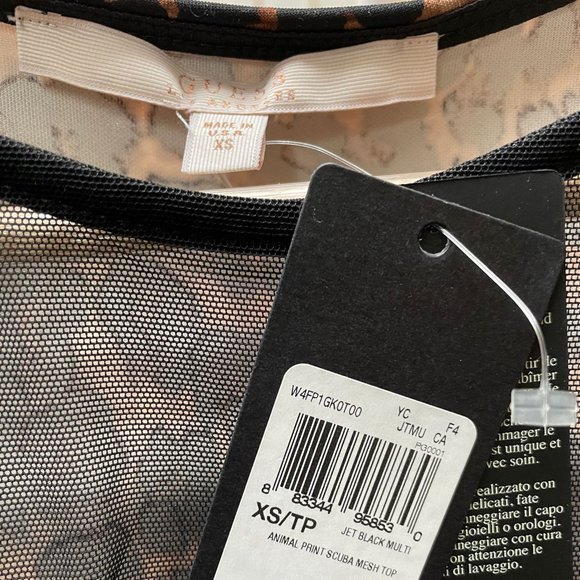 GUESS Animal Print Mesh Top - Picture 3 of 4